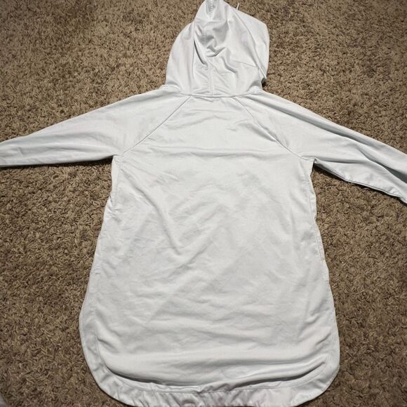 Athleta Women's Small Uptempo Hoodie Sweatshirt Light Blue Thumb Holes - Picture 3 of 9